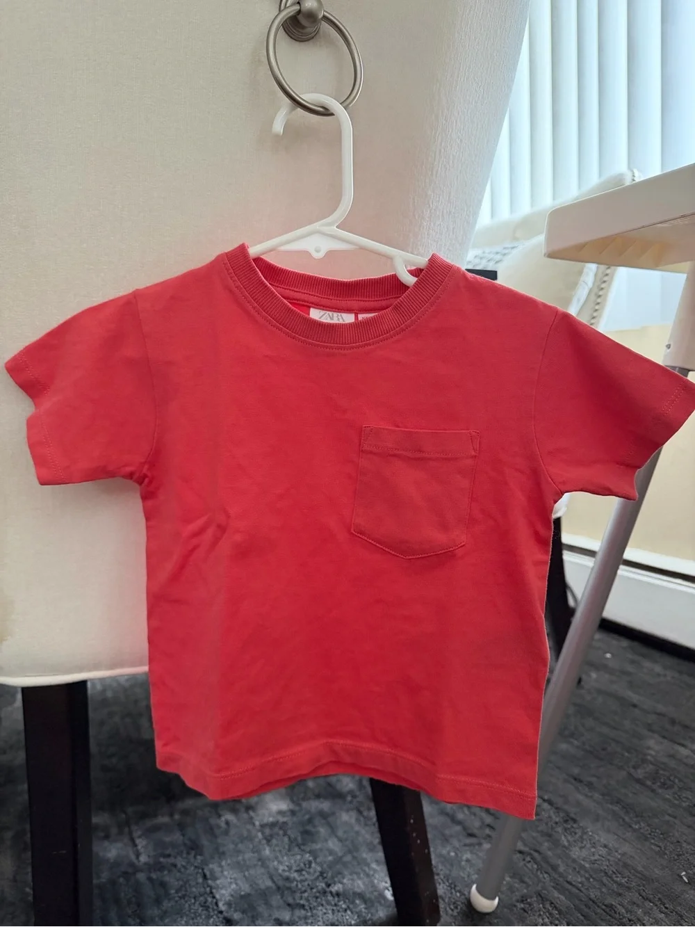 ZARA Bright Red Short Sleeve Pocket Tee for Kids